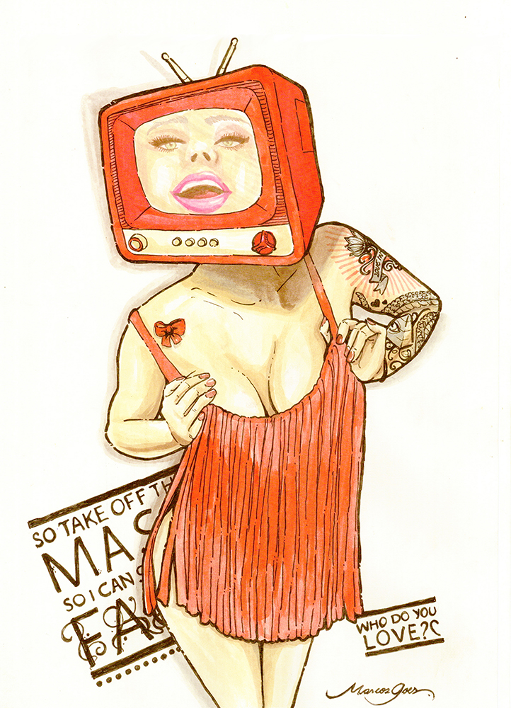 draw paint watercolor mask media tv man woman vintage tattoo
