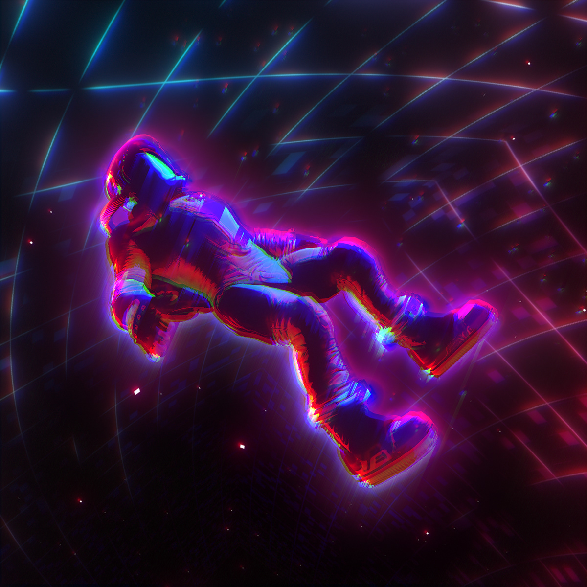 3D after effects animation  loop Synthwave grid motion design motion graphics 
