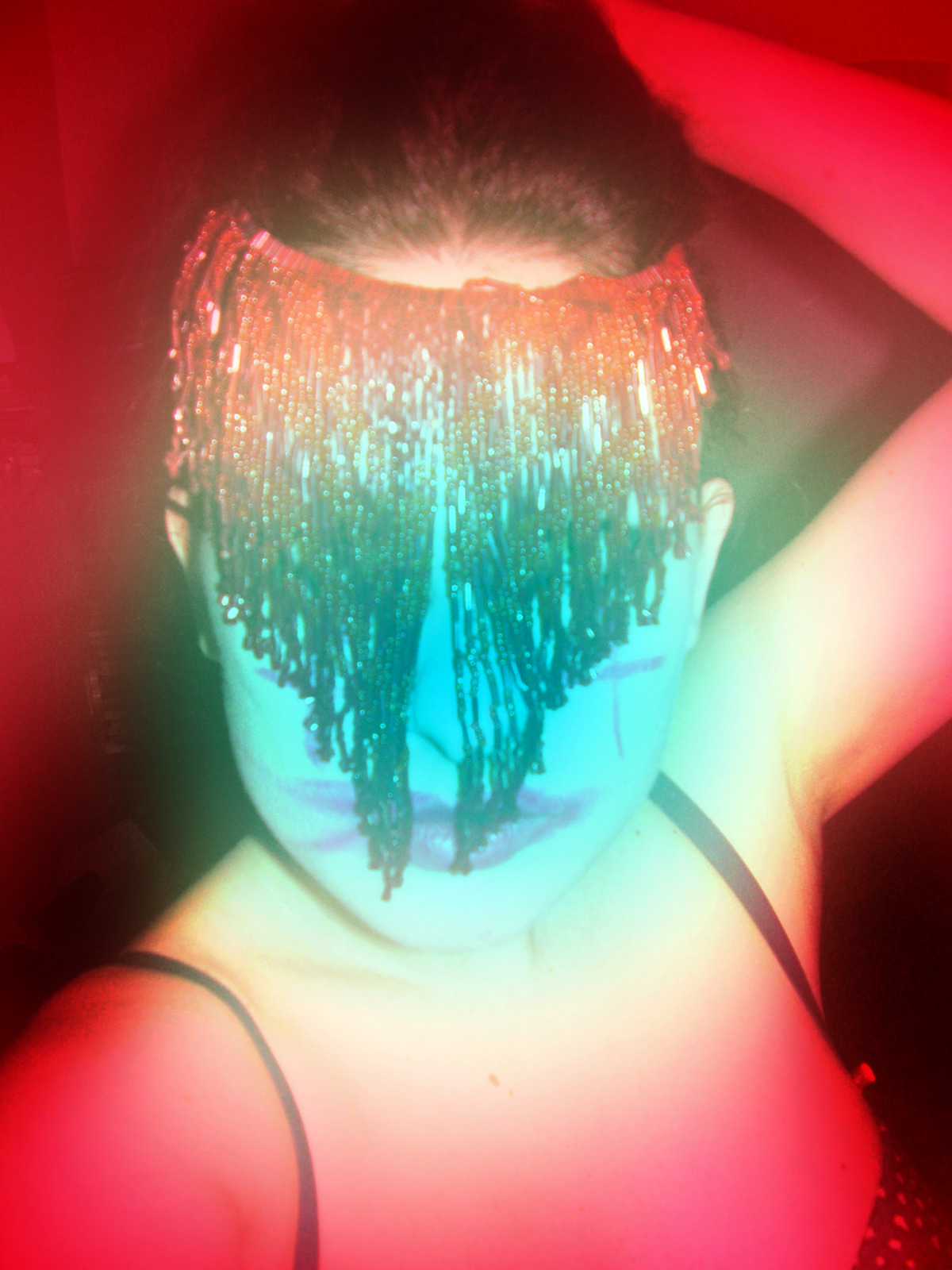 rainbow pulp colors psychedelic sfumato face woman chains portrait dark