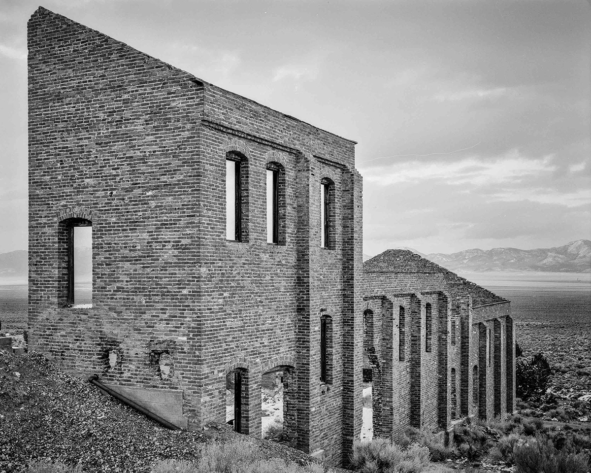 black and white  old west ruins nevada  california Mining cowboy trains Bunk House tanks