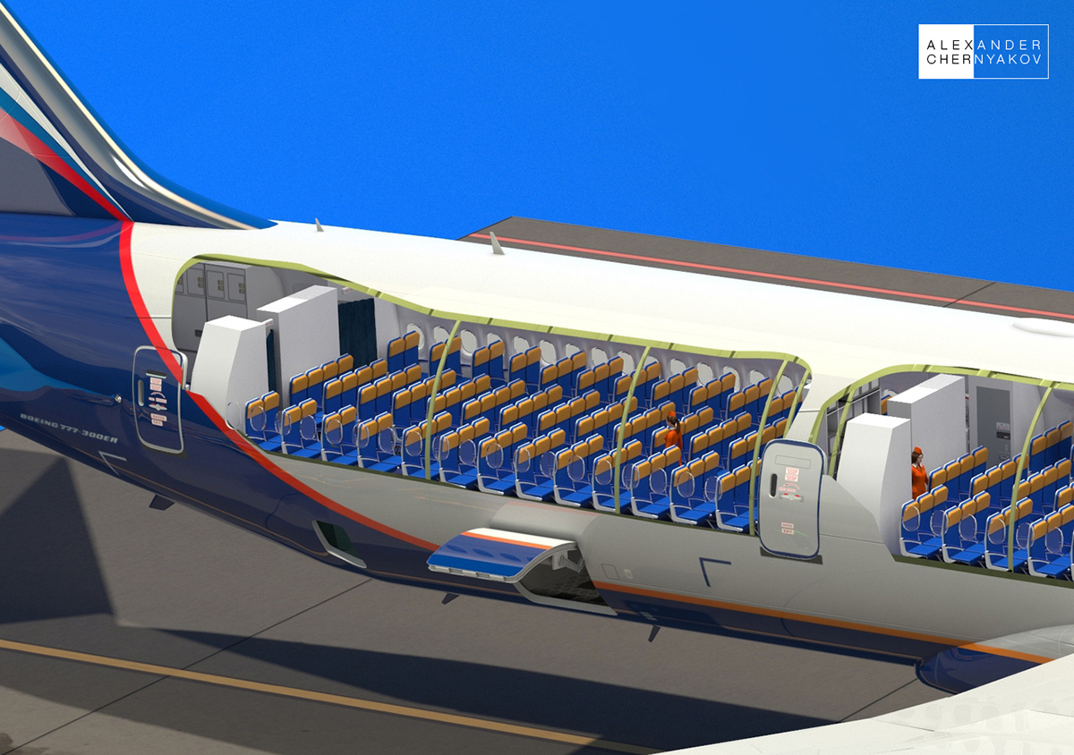 Boeing airplane Aircraft cutaway plane Jet boeing 777 aeroflot