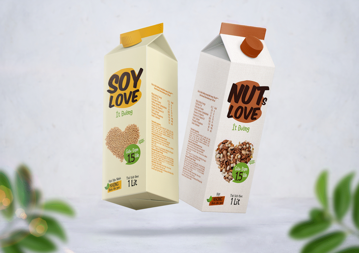 elegant Less sugar Love Packaging Deisng Plant Base soy milk healthy nut milk