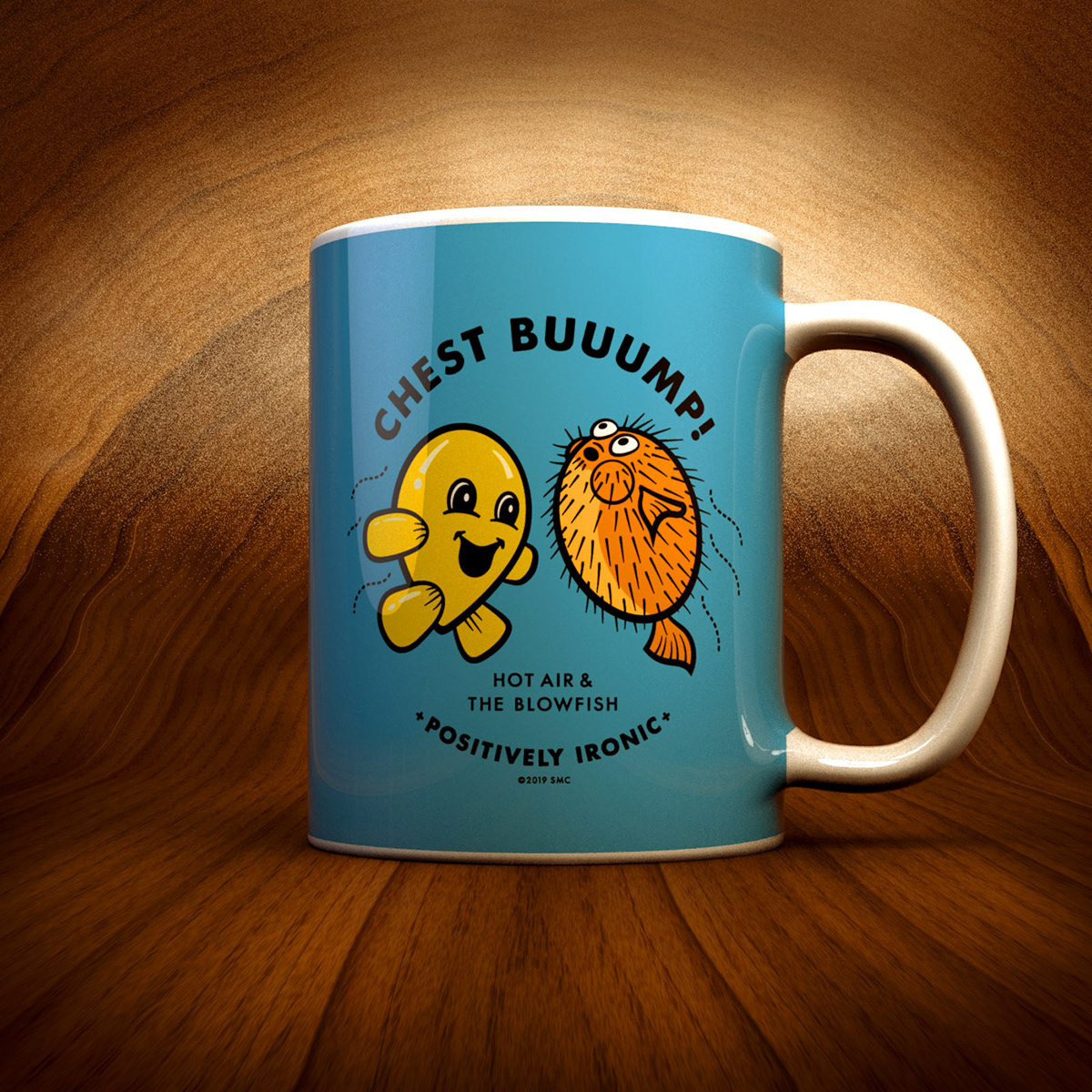t-shirts coffee mugs stickers product prints hot air The Blowfish