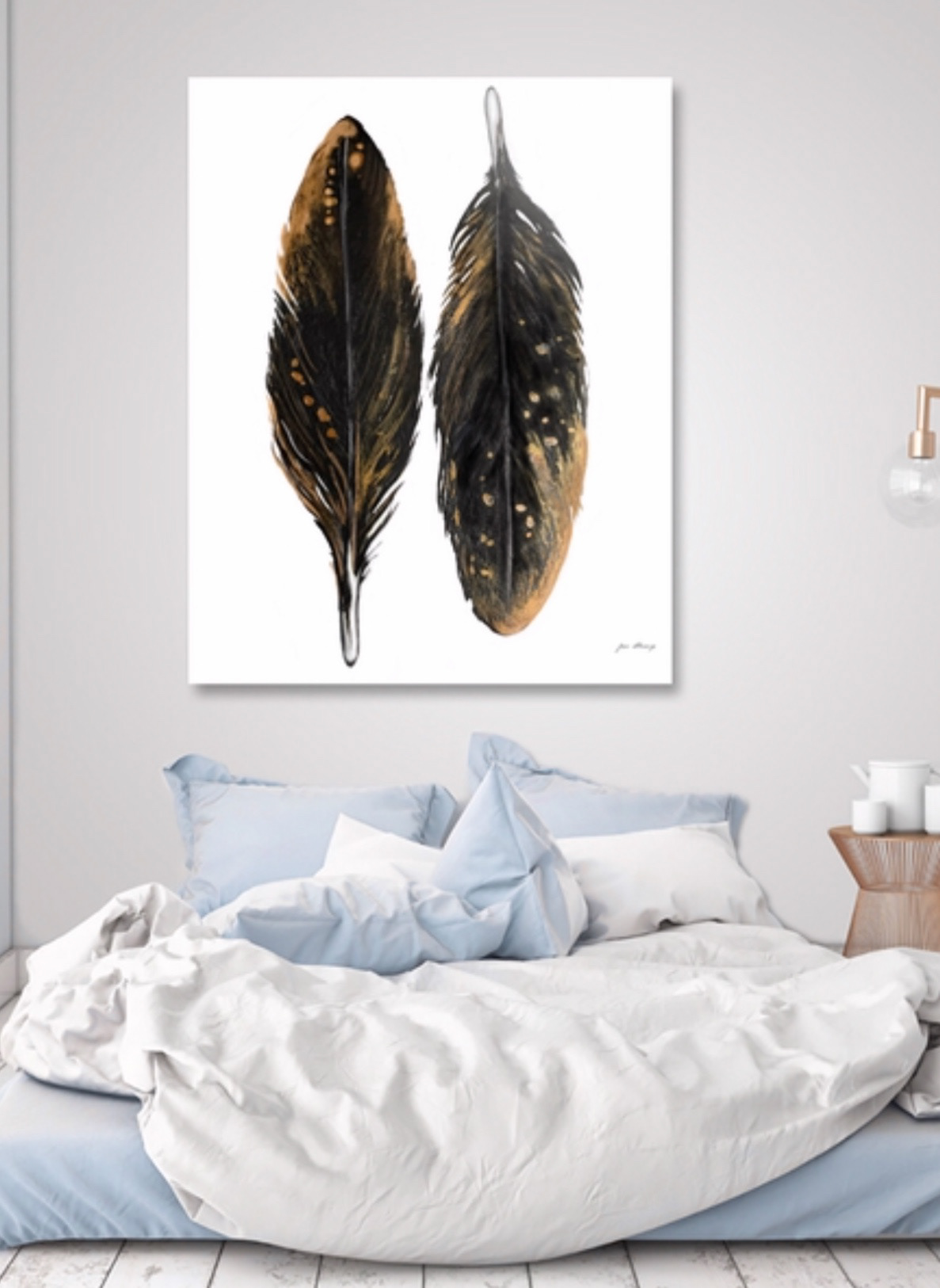 feathers black golden artwork decoration accessories furniture