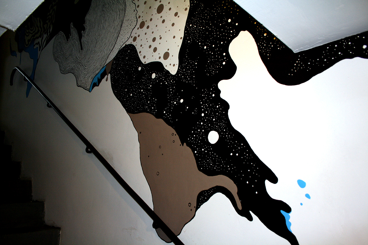 Jaroslaw  danilenko  abstract  mural taczaka20  coffee  cafe  blue  stairway Wall Graphics