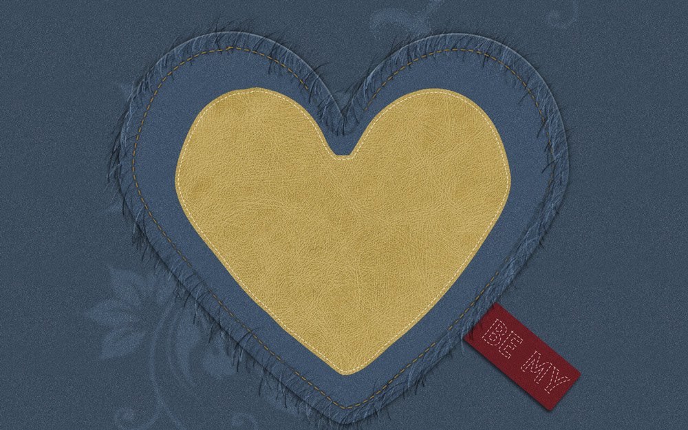 jeans heart blue red heart on jeans Love leather heart DIY heart card love card valentine card