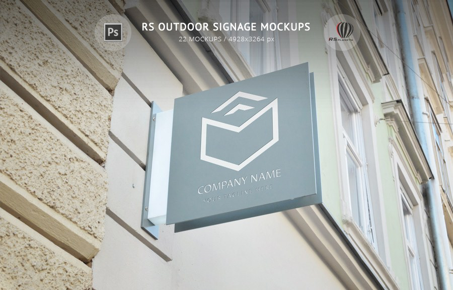 Outdoor Signage Mockup sign logo design Promotion branding  identity company