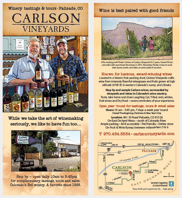 grand junction colorado western colorado farmers wineries museums copywriting photography rackcards business card advertising design