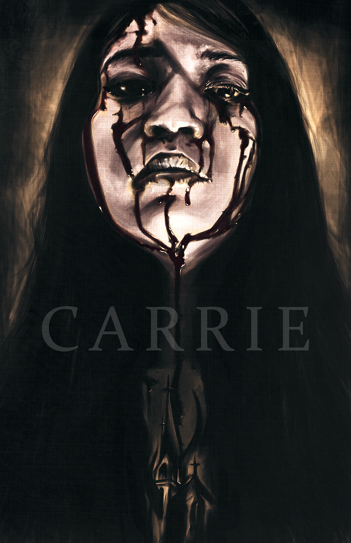 poster carrie horror movie digitalpainting death skull blood