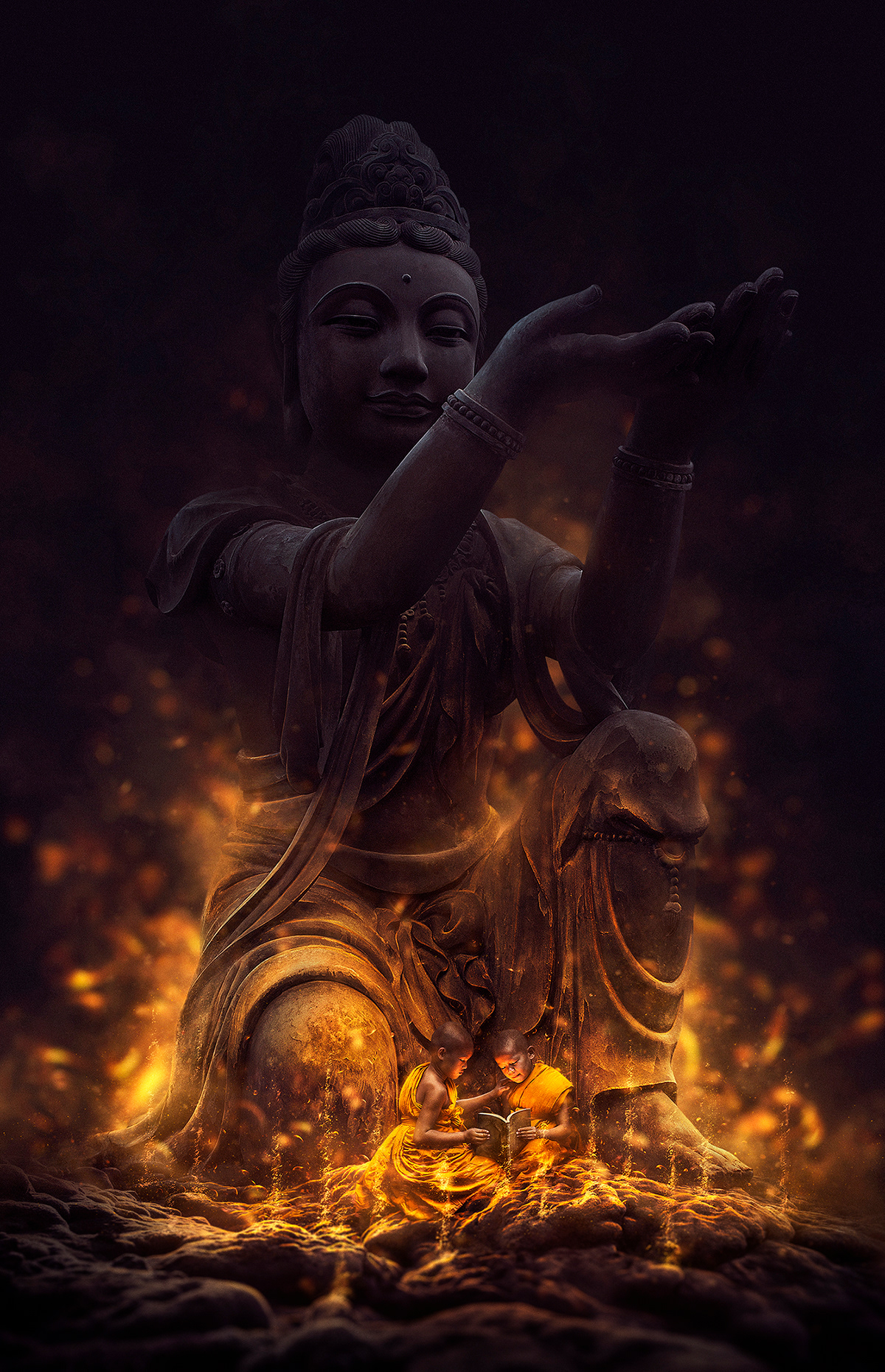 book Buddha light effects Magic   monk photomanipulation retouching  佛陀 和尚 艺术