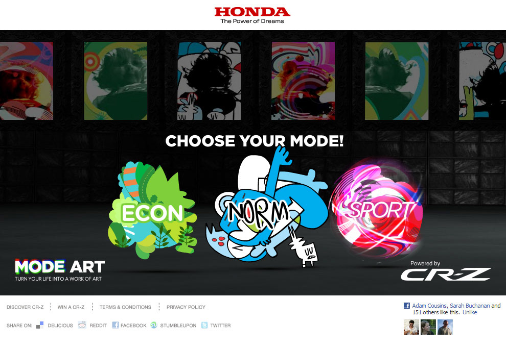 Honda cr-z microsite Flash Actionscript Web development mode art art generation