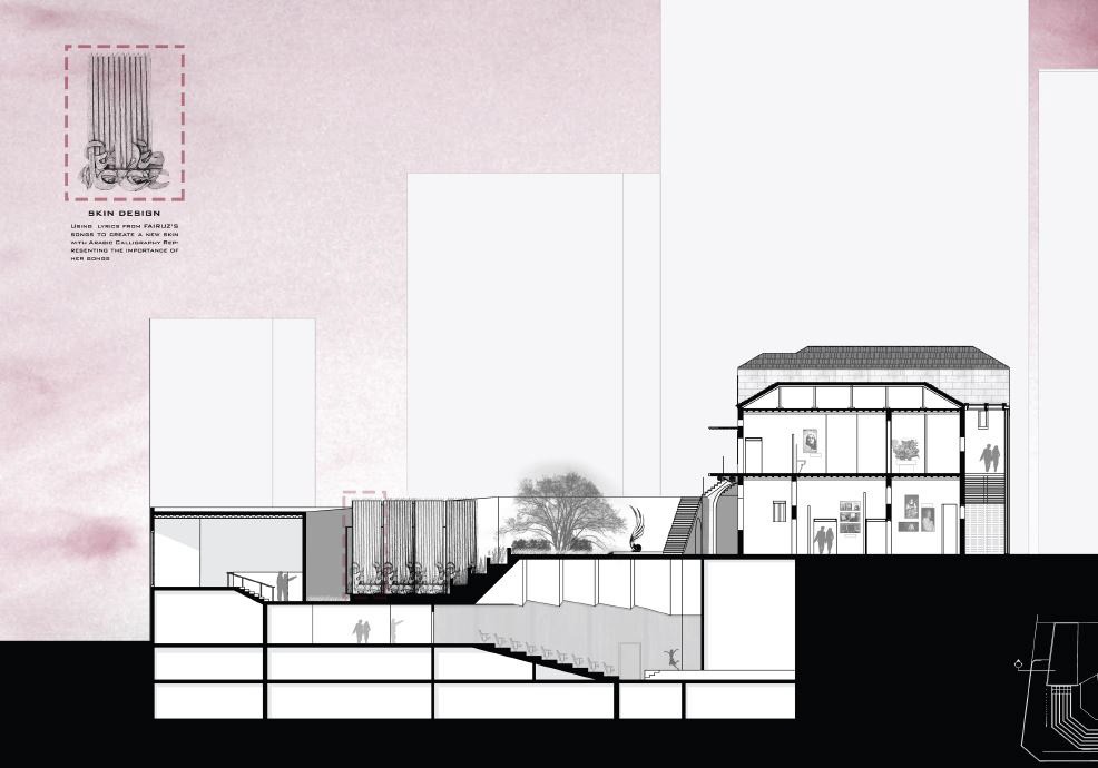 3D Rendering architectural design architecture design Drawing  Exhibition  Fairuz Levantine museum فيروز