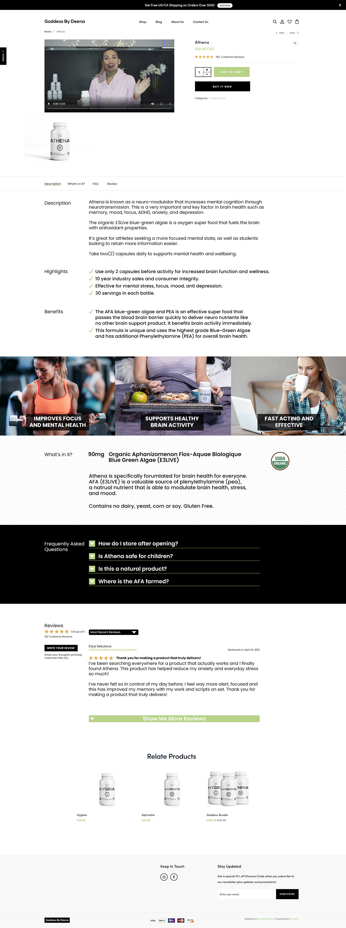 Brand Design Ecommerce fitness greek Health Shopify supplement women ui design