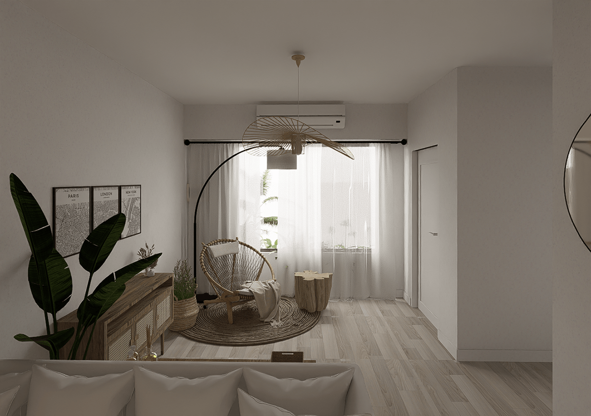 living Interior architecture Render interior design  D5 Render boho living room rendering visualization