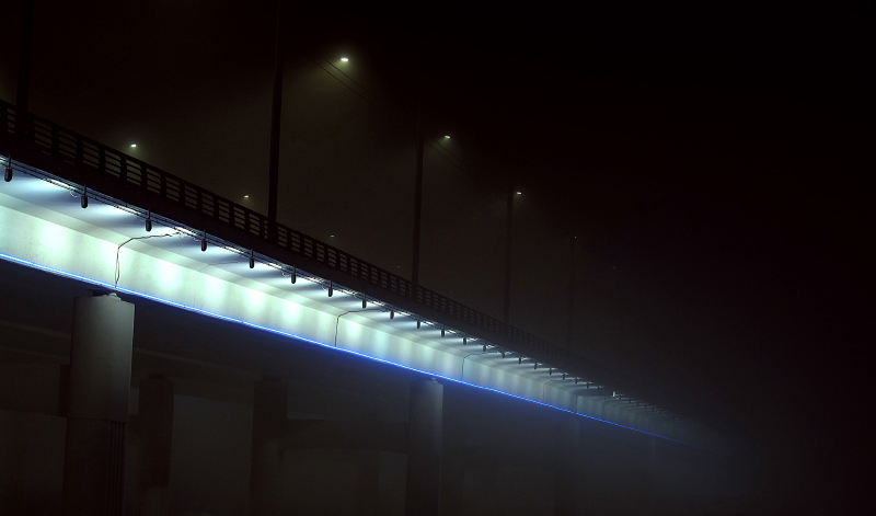city Landscape bridge fog
