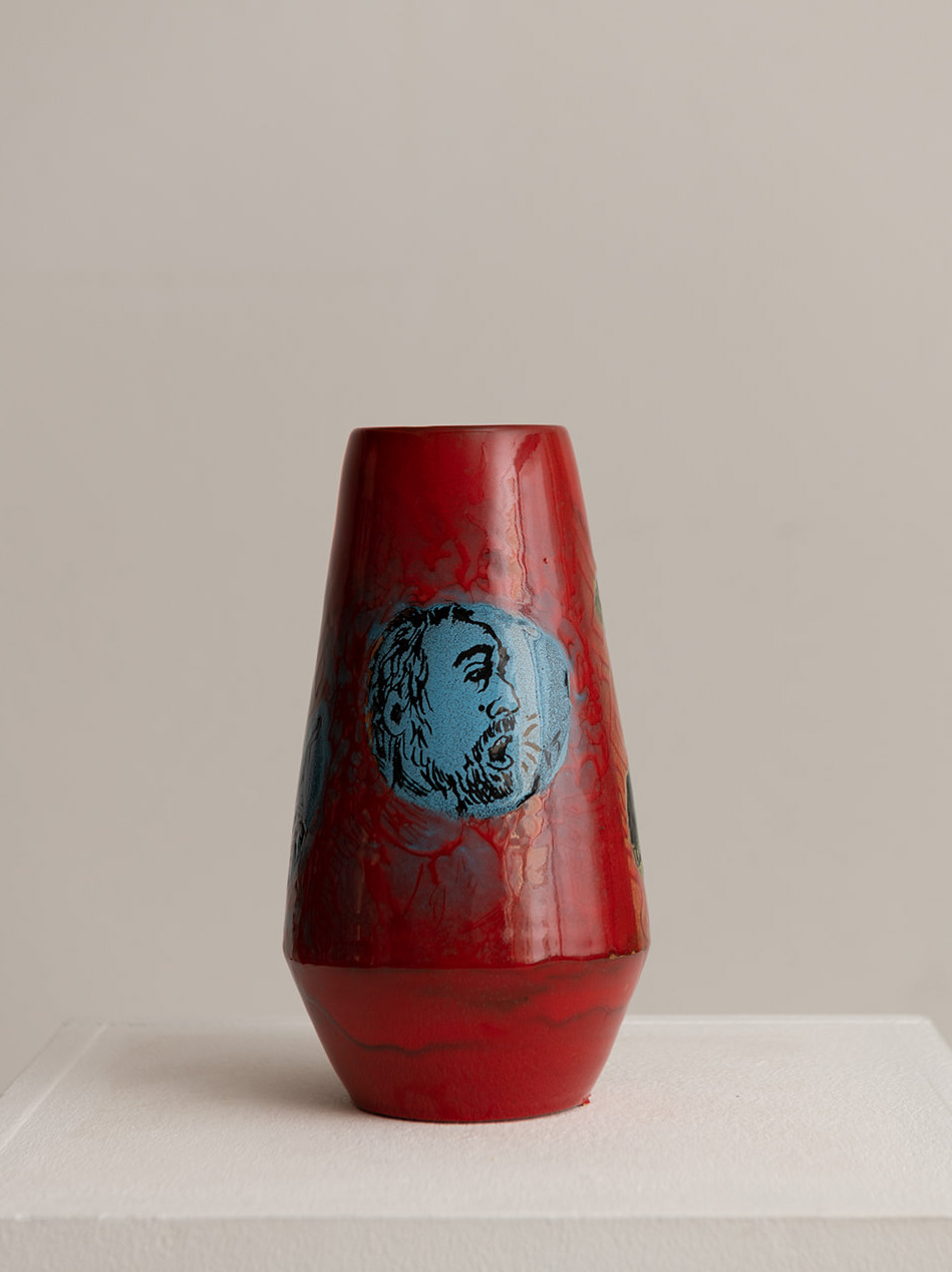 ceramic clay handmade interior design  modeling Pottery product design  red Vase