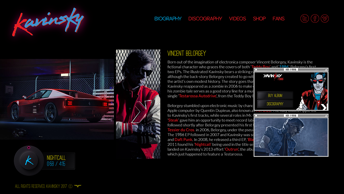 Techo Kavinsky euro Retro Web ux graphic neon pop