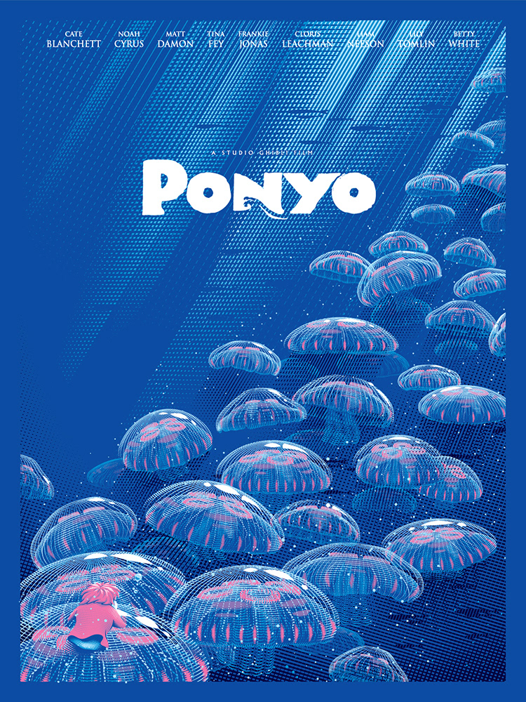 ponyo miyazaki hayao anime disney movie poster silkscreen print tracie ching