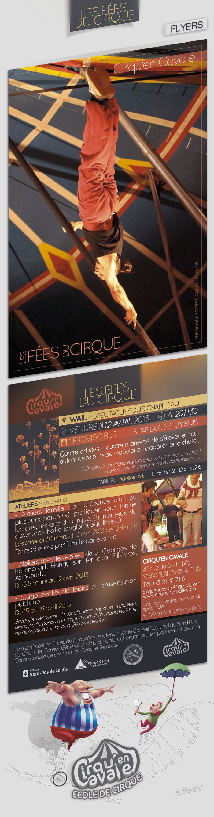 Circus print flyers fees Sectacle Entertainment Performance cirque impression marquee chapiteau cirqu'encavale