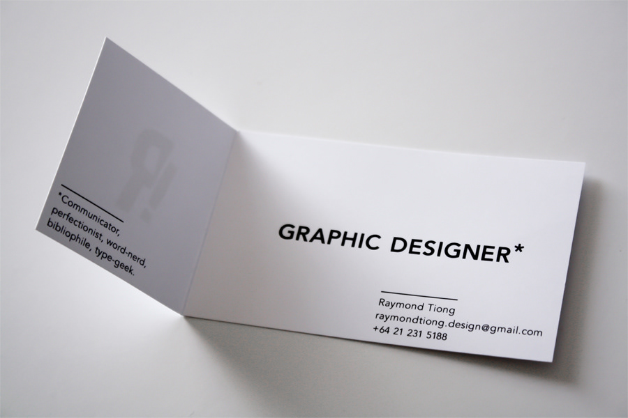 business card identity logo Raymond Tiong design designer self-promotion White minimal minimalistic black modernist