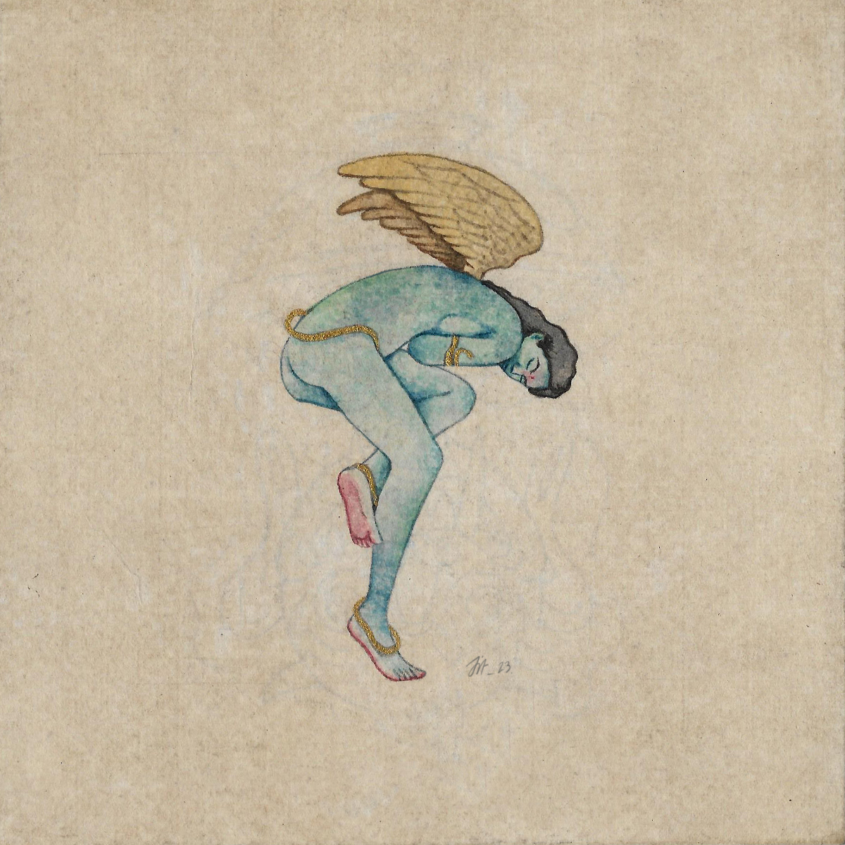 artist celestial dancer Hindu indianartist mythology watercolor