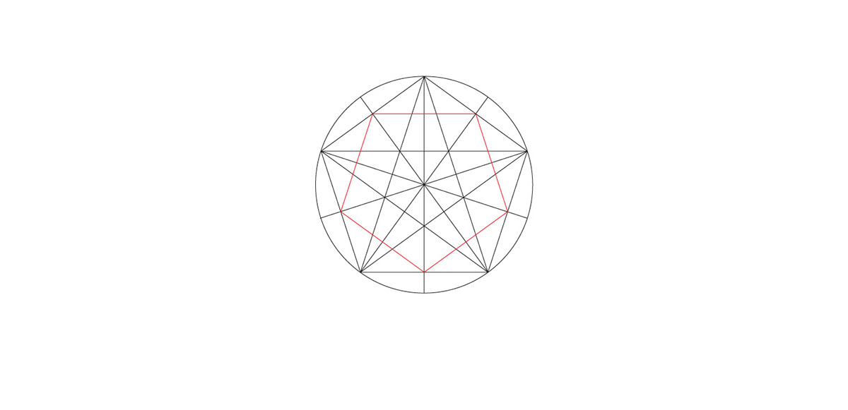 lion Golden Ratio Pentagram grid tutorial  vector red Character  logo Illustrator