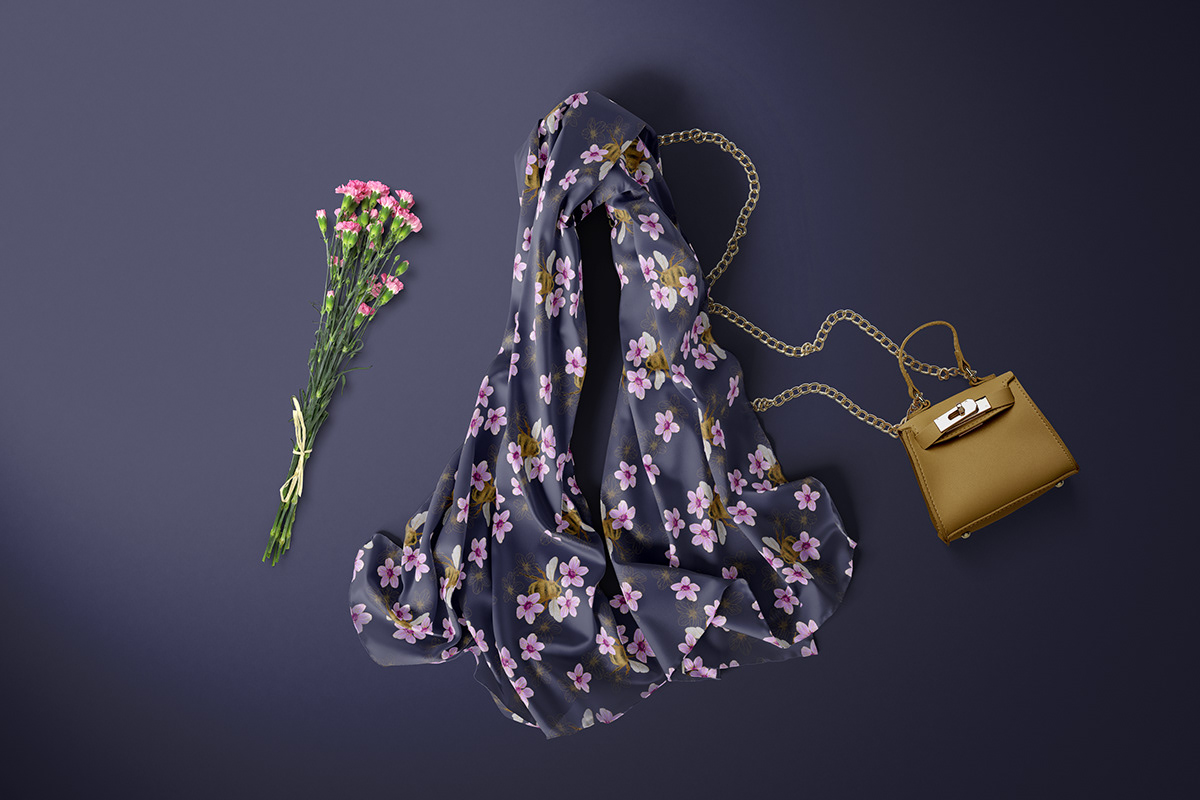jewelry Fashion  pattern design  textile fabric floral Digital Art  SILK silk scarf textile design 