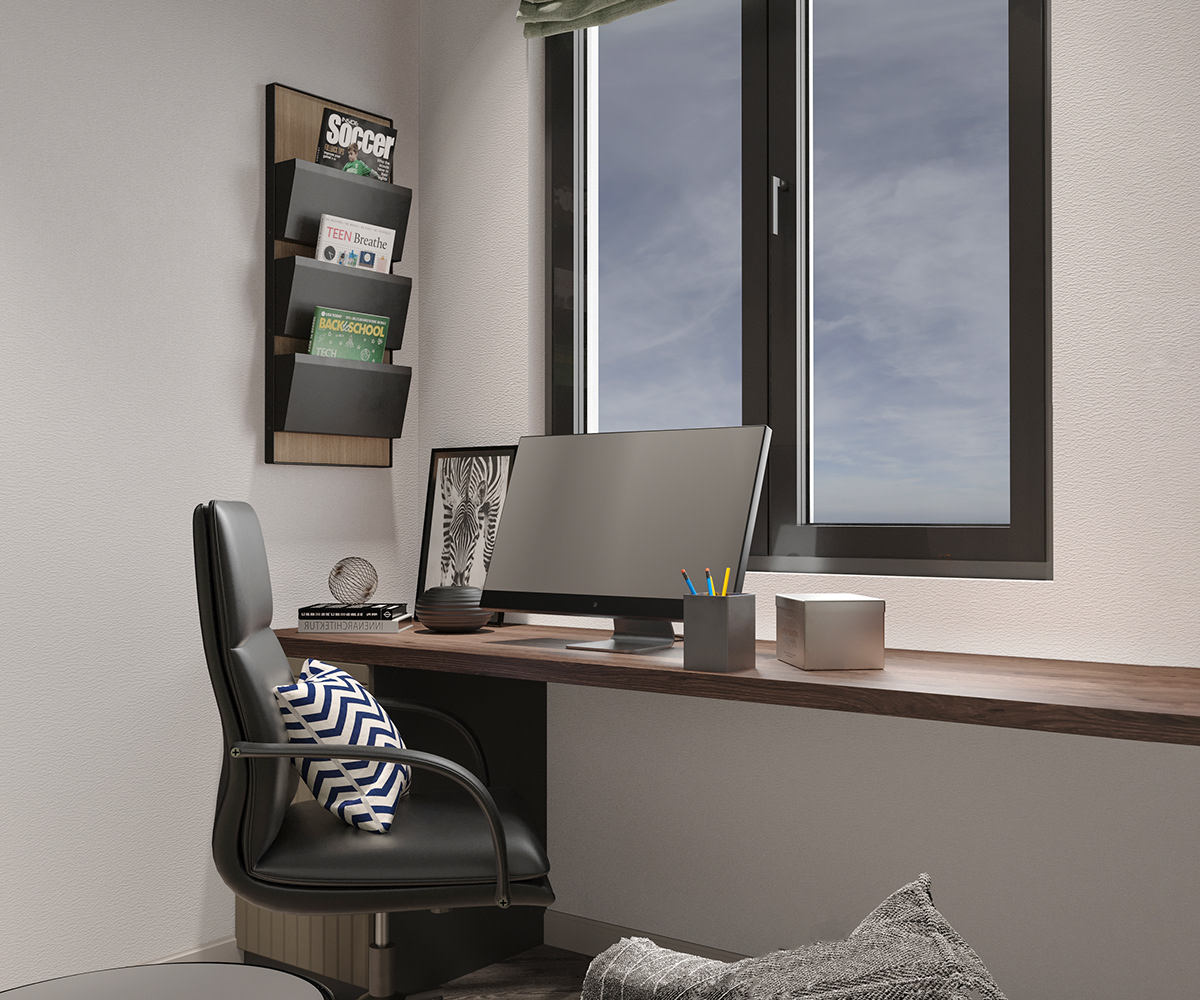 modern elegant interior design  Studyroom Vizualization CGI bedroom Render corona resting