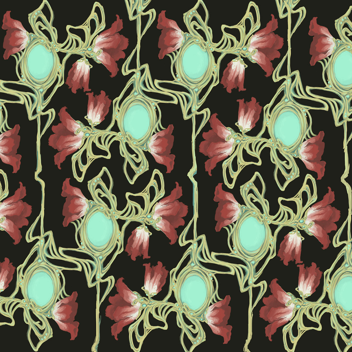 art nouveau Sara K Dunn art nouveau pattern repeating pattern Patterns art nouveau wallpaper Wallpaper design