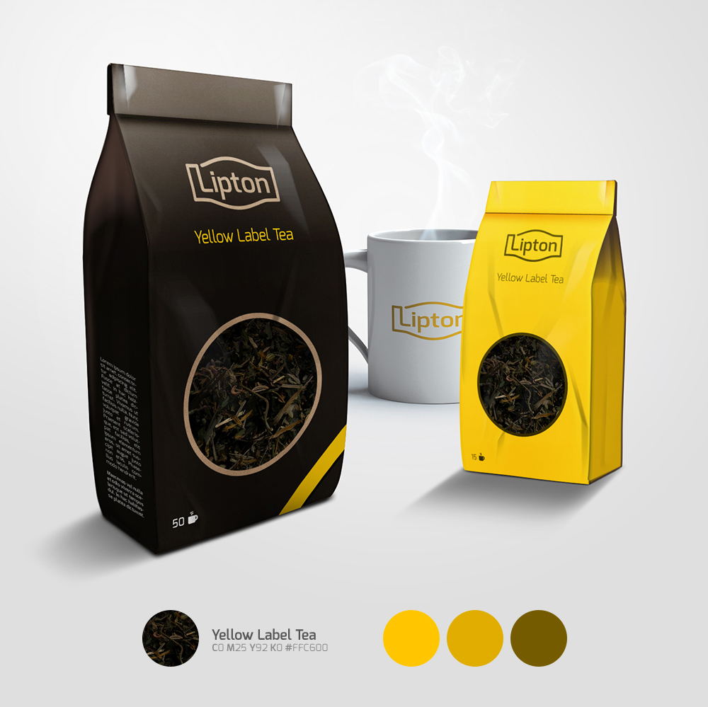 Lipton tea yellow Label green earl grey rosehip redesign rebranding Logotype drink Positive