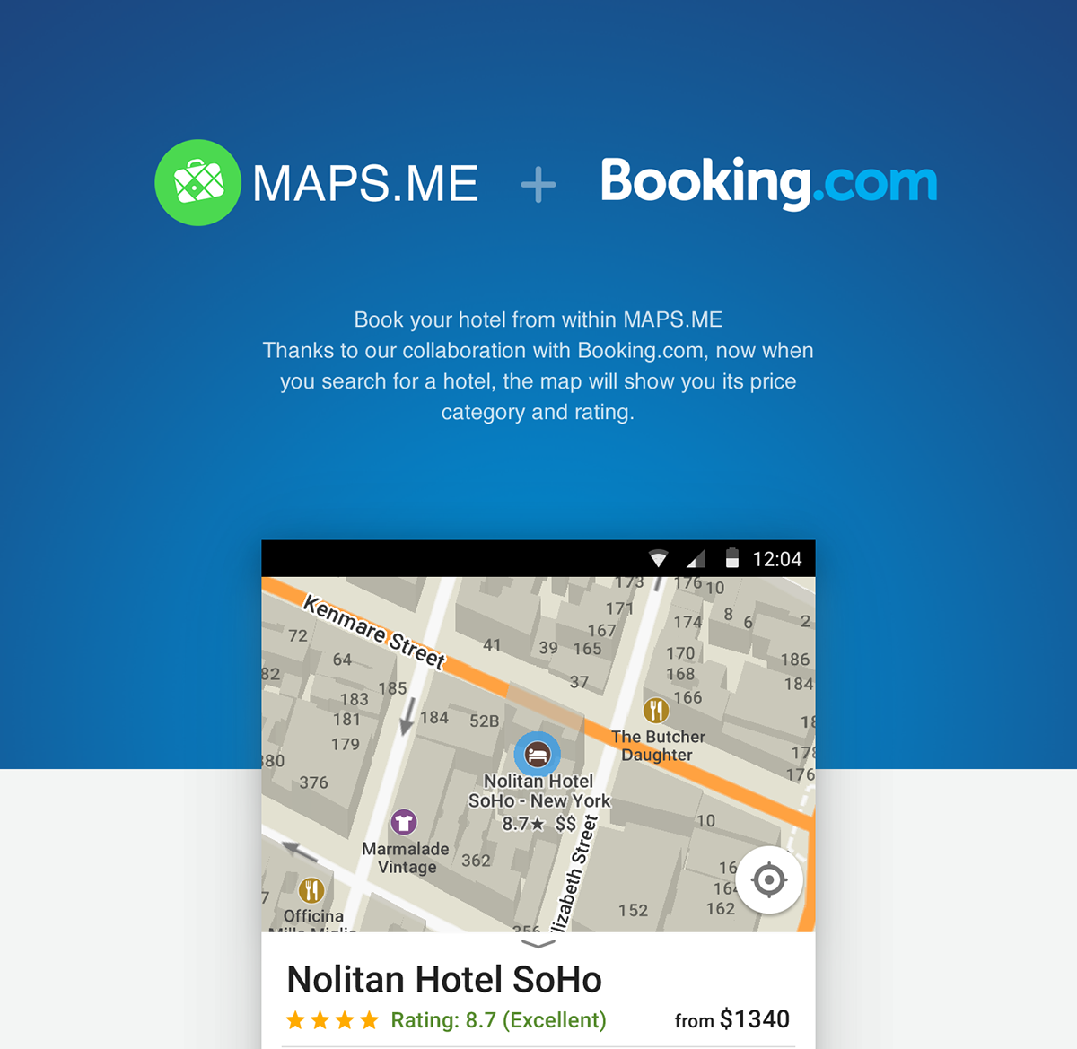 Android App book Hotel Maps mapsme material design
