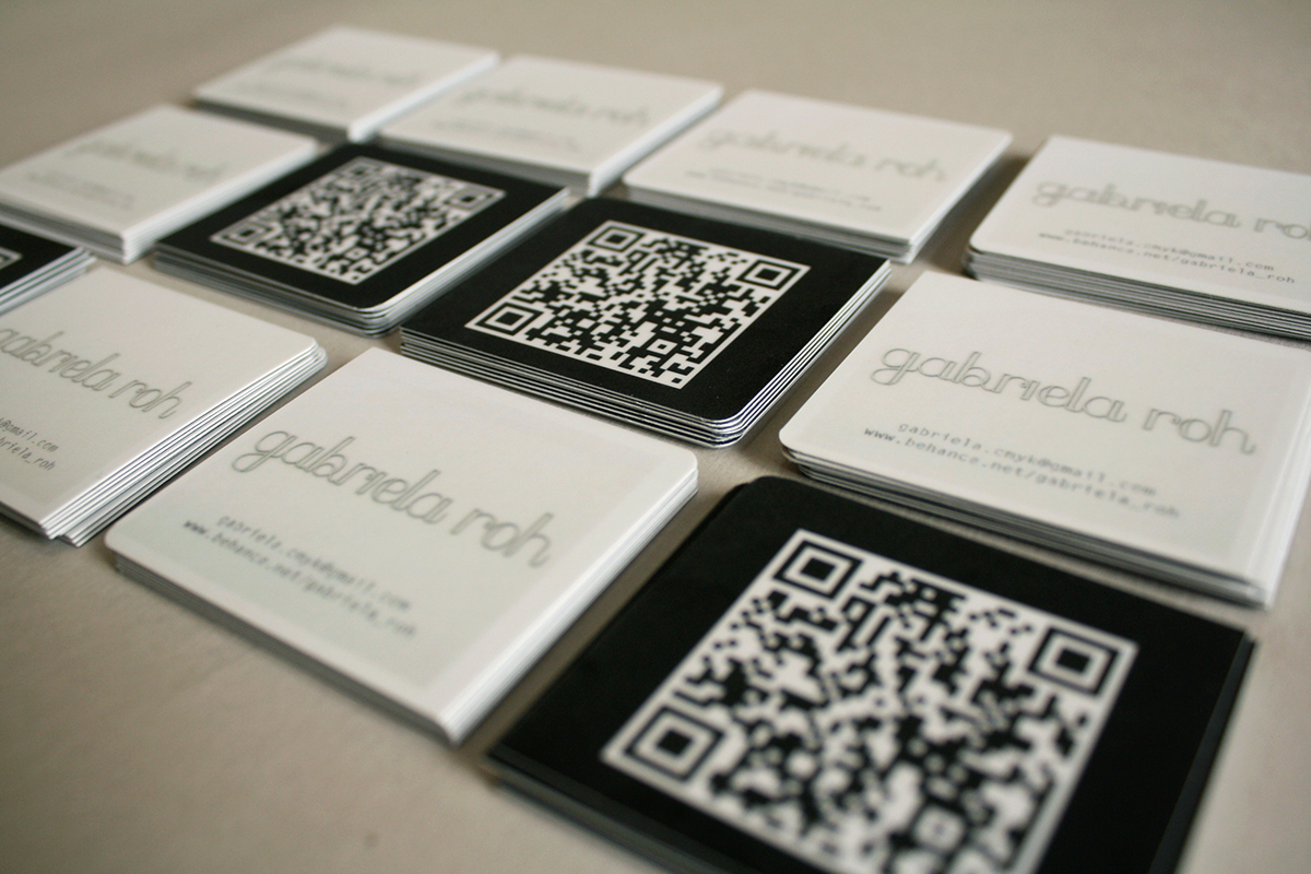 diseño gáfico   design cards bussines cards  tarjetas  presentación gabriela roh QR Code code scan Tarjetas
