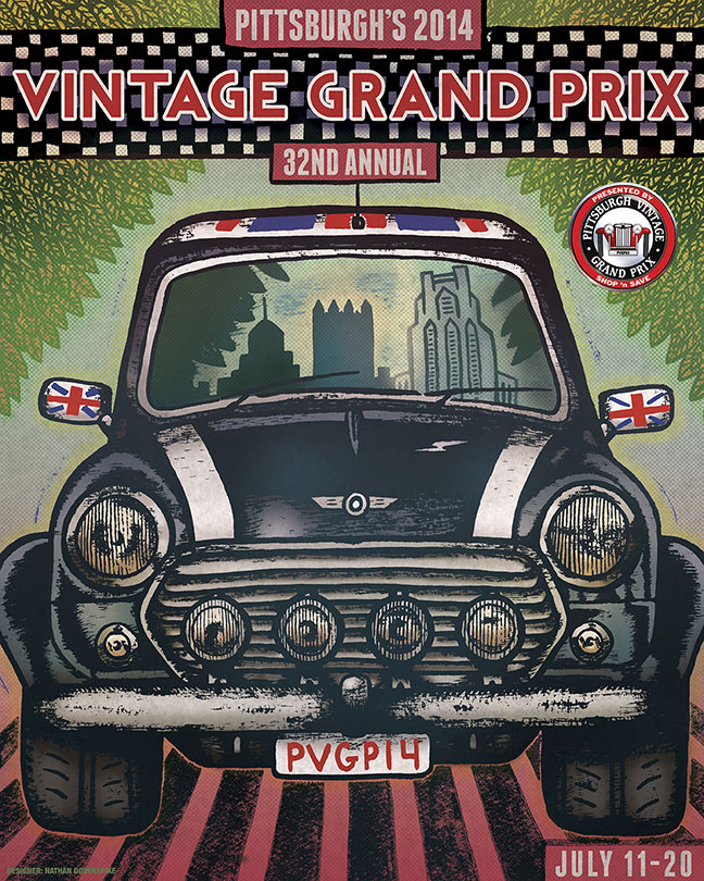 Adobe Portfolio poster vintage nathan doverspike pittsburgh vintage grand MINI Cooper Pittsburgh prix India ink Sports Cars vintage cars car show pitt pgh pgh cars Racing