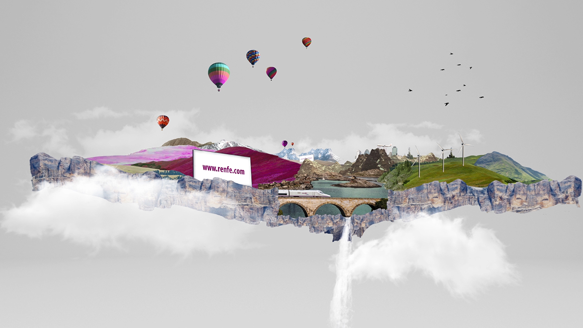 Renfe motiongraphics collage viajes Travel train photoshop after effects