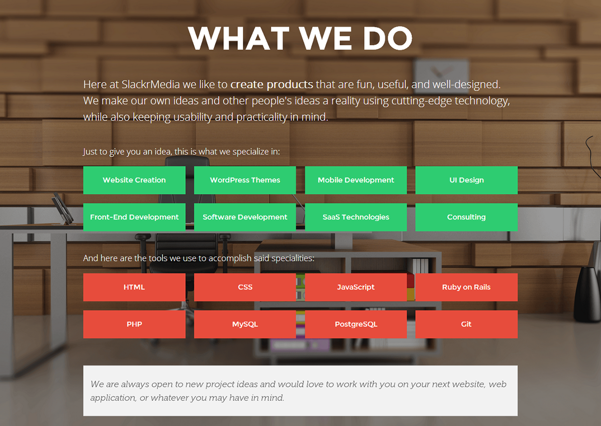 SlackrMedia HTML css html5 css3 php redesign