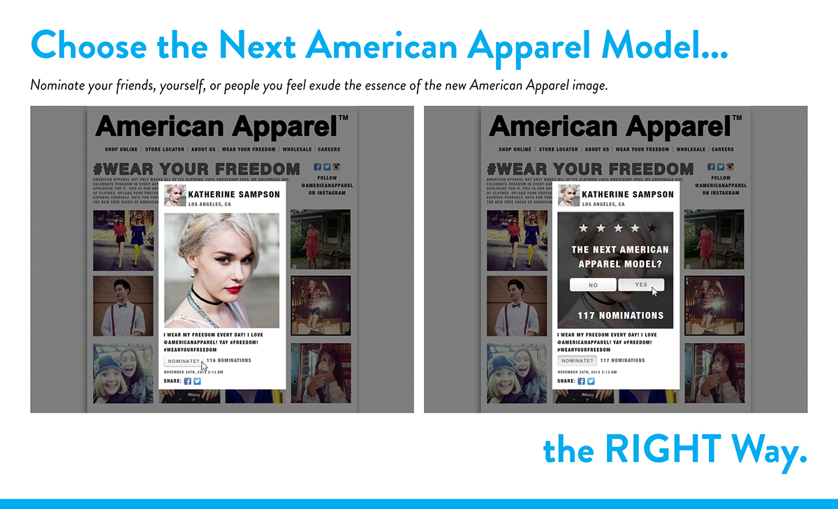 American Apparel Rebrand re-brand ad wear your freedom Internet freedom