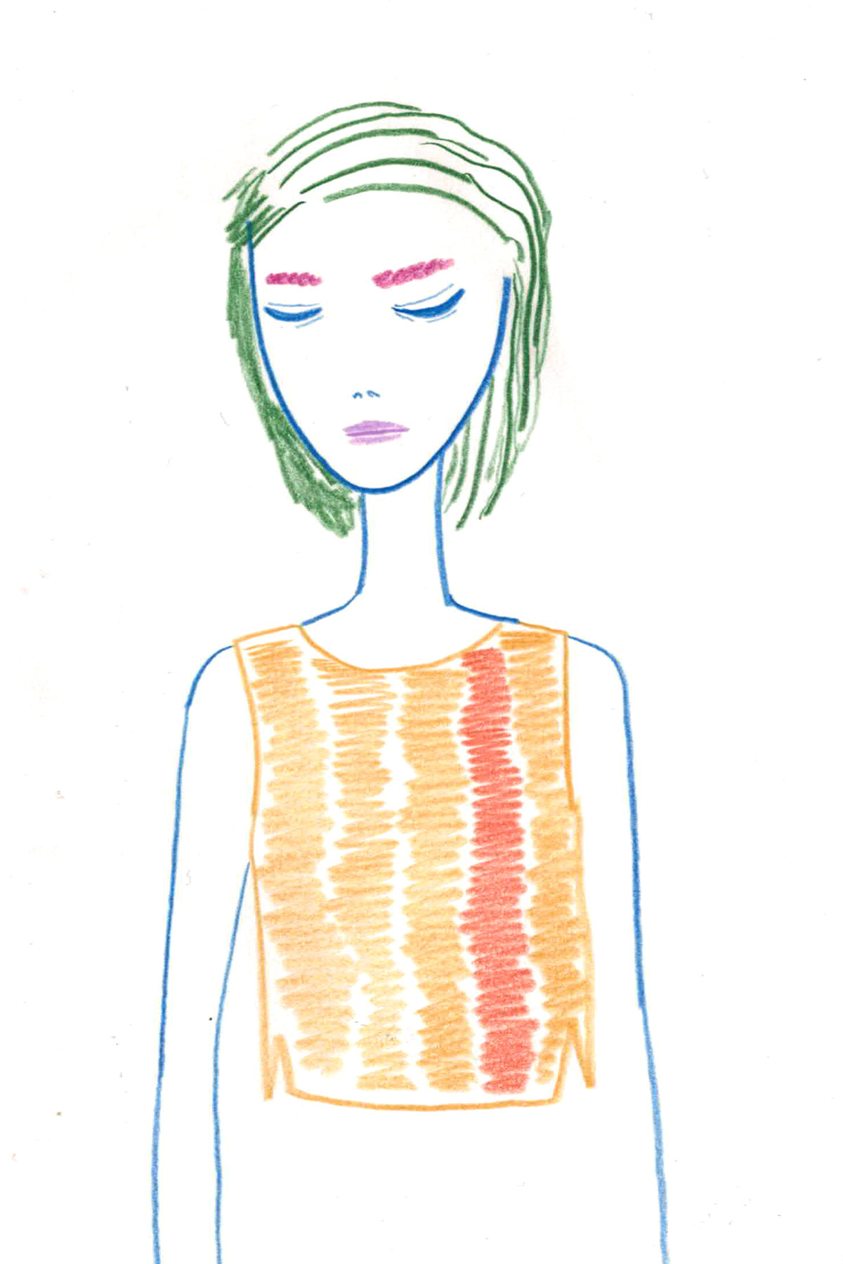 sketch coloredpencils girl mood color hair face