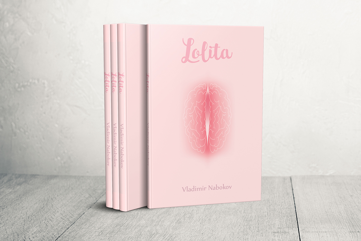 book cover vladimir nabokov pink lolita brain minimal vector book cover book design