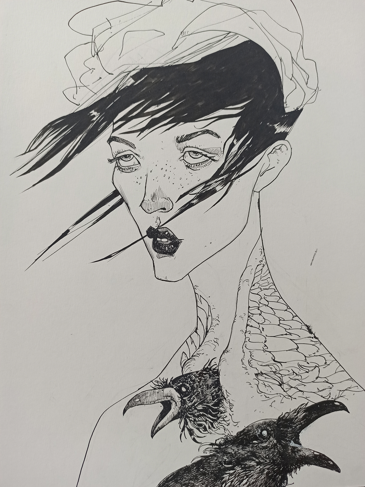 artwork black and white bookillustration Drawing  fine art inktober mood noir portrait weird