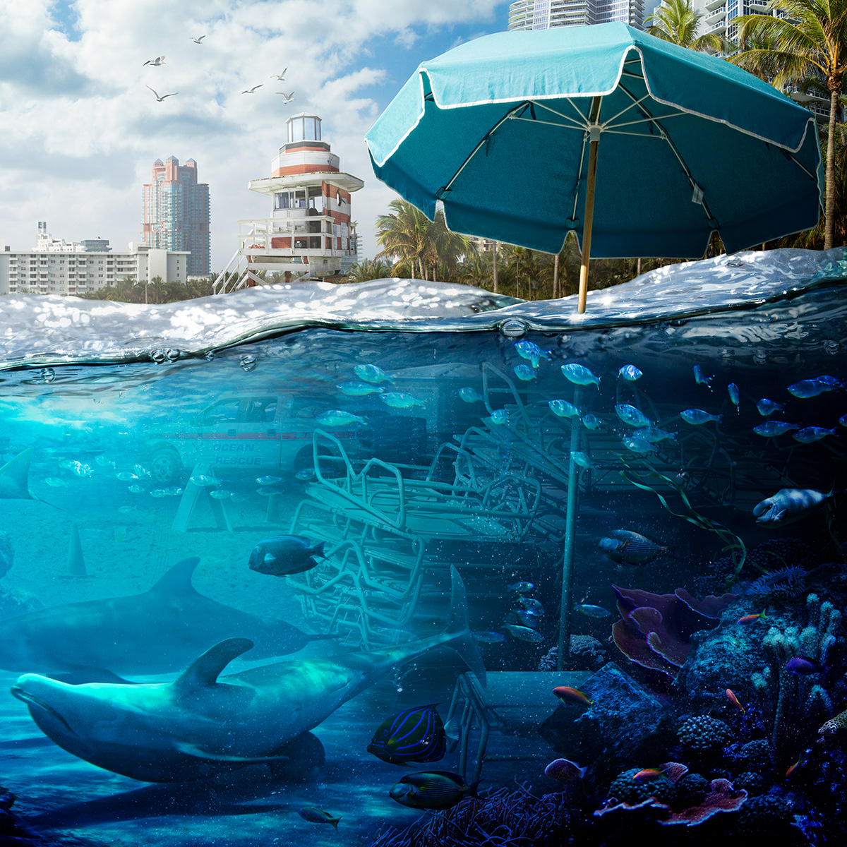 climate change global warming Sea Level Rise environmentalism Ocean miami underwater future Nature photomanipulation