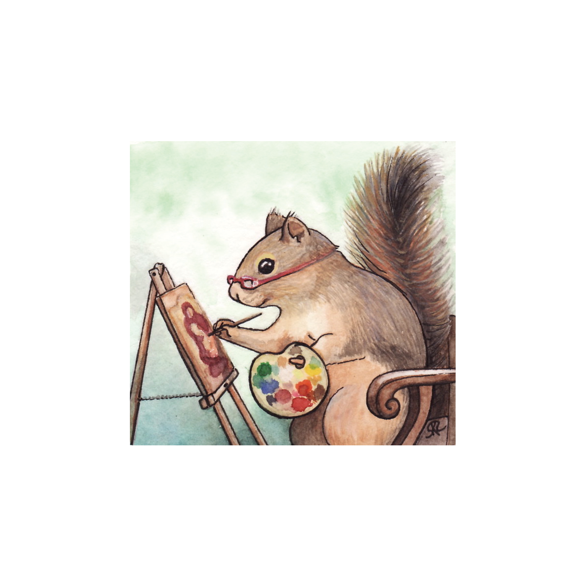 squirrel portrait animals watercolor ILLUSTRATION 