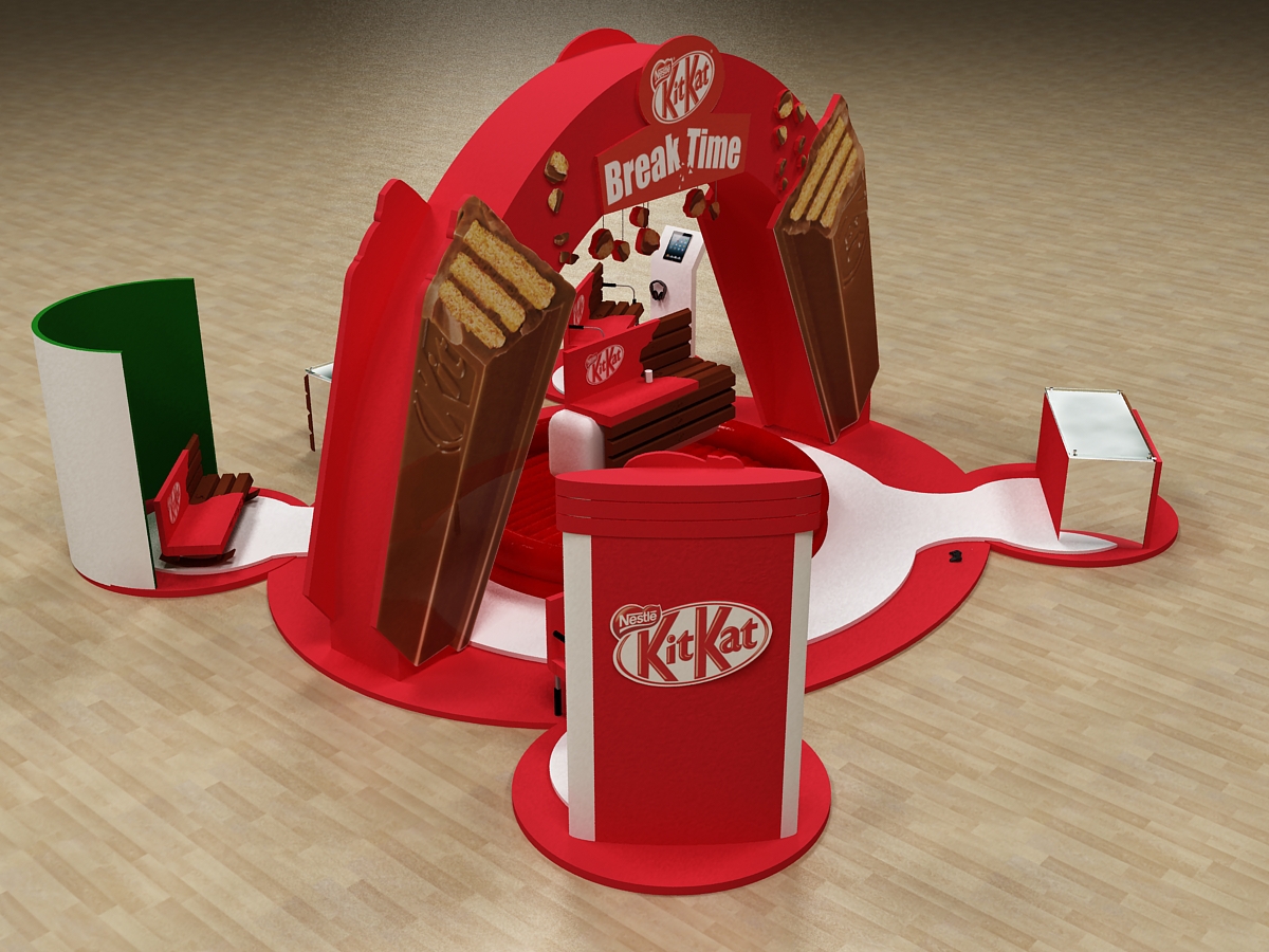 Display kitkat booth activation new design 3d designer egypt Exhibition  Stand tradeshow