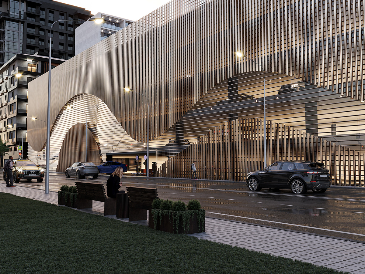 exterior design architecture 3ds max corona render  Render carpark