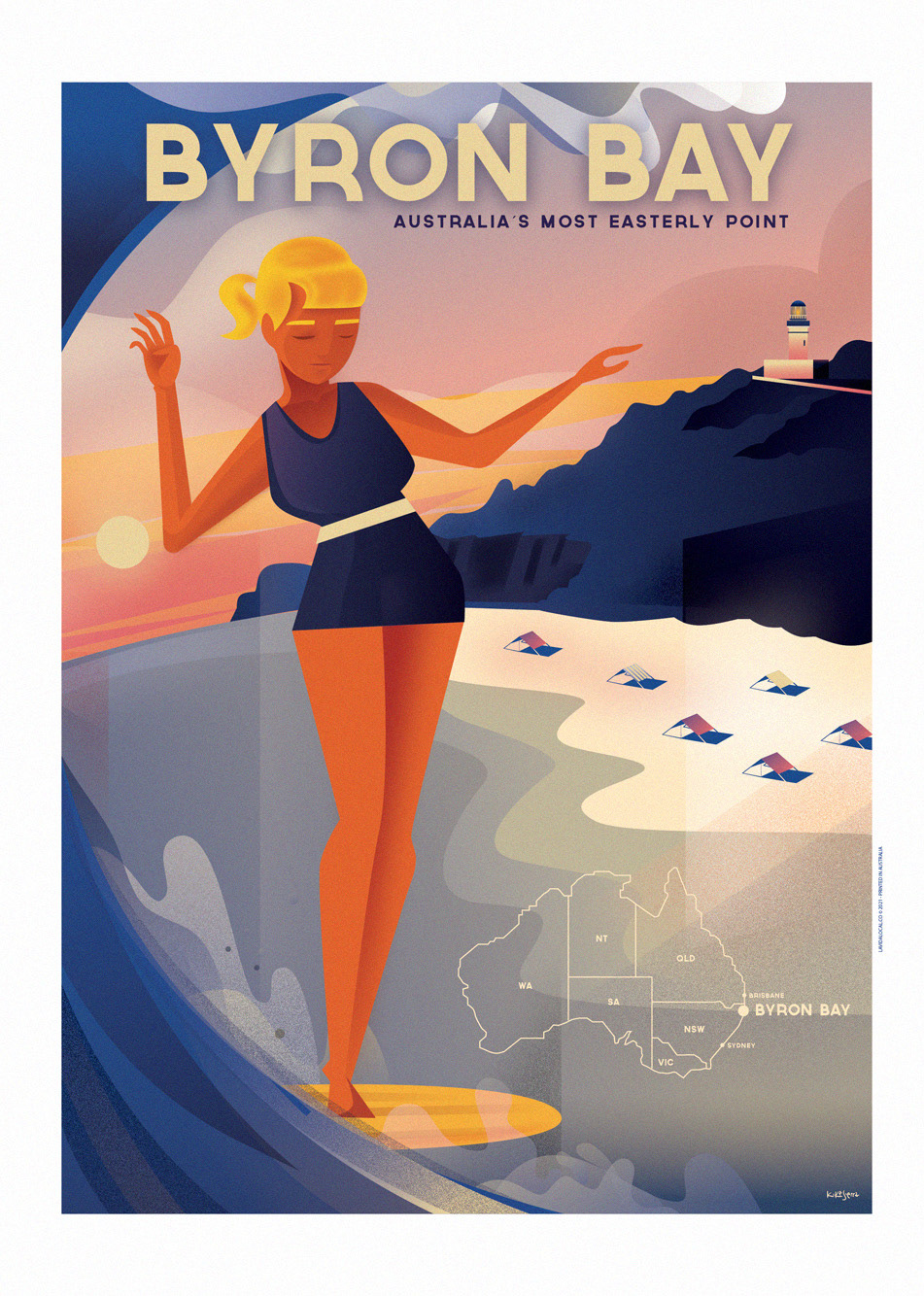 Australia ByronBay design Drawing  goldcoast graphic kikesierra poster Surf surfersparadise