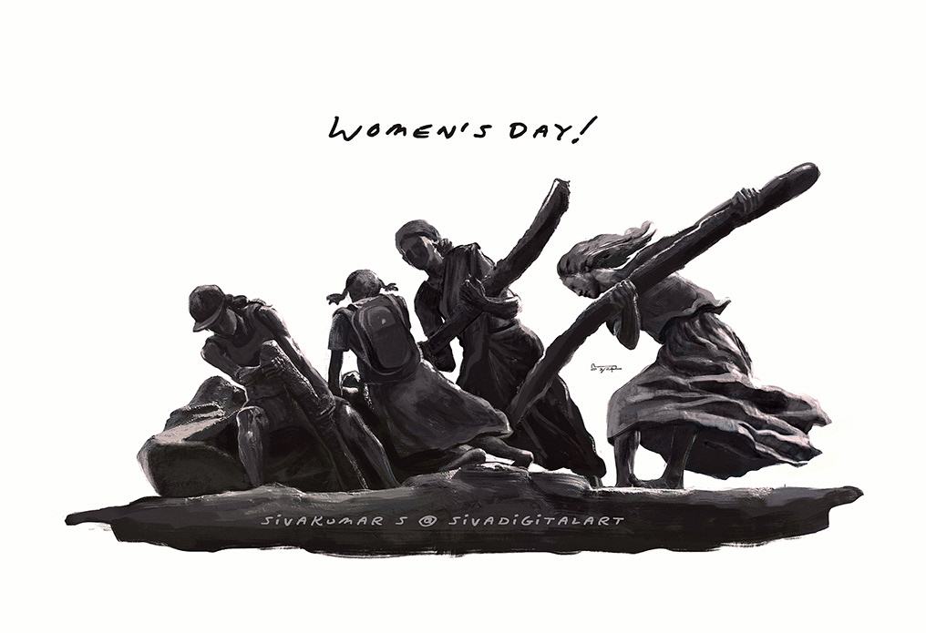 womens day woman International Women's Day art Digital Art  ILLUSTRATION  sivadigitalart empowerment statue artwork