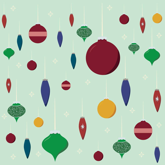 ornaments holidays Christmas red green blue vector pattern yellow christmas ornaments decorations baubles winter