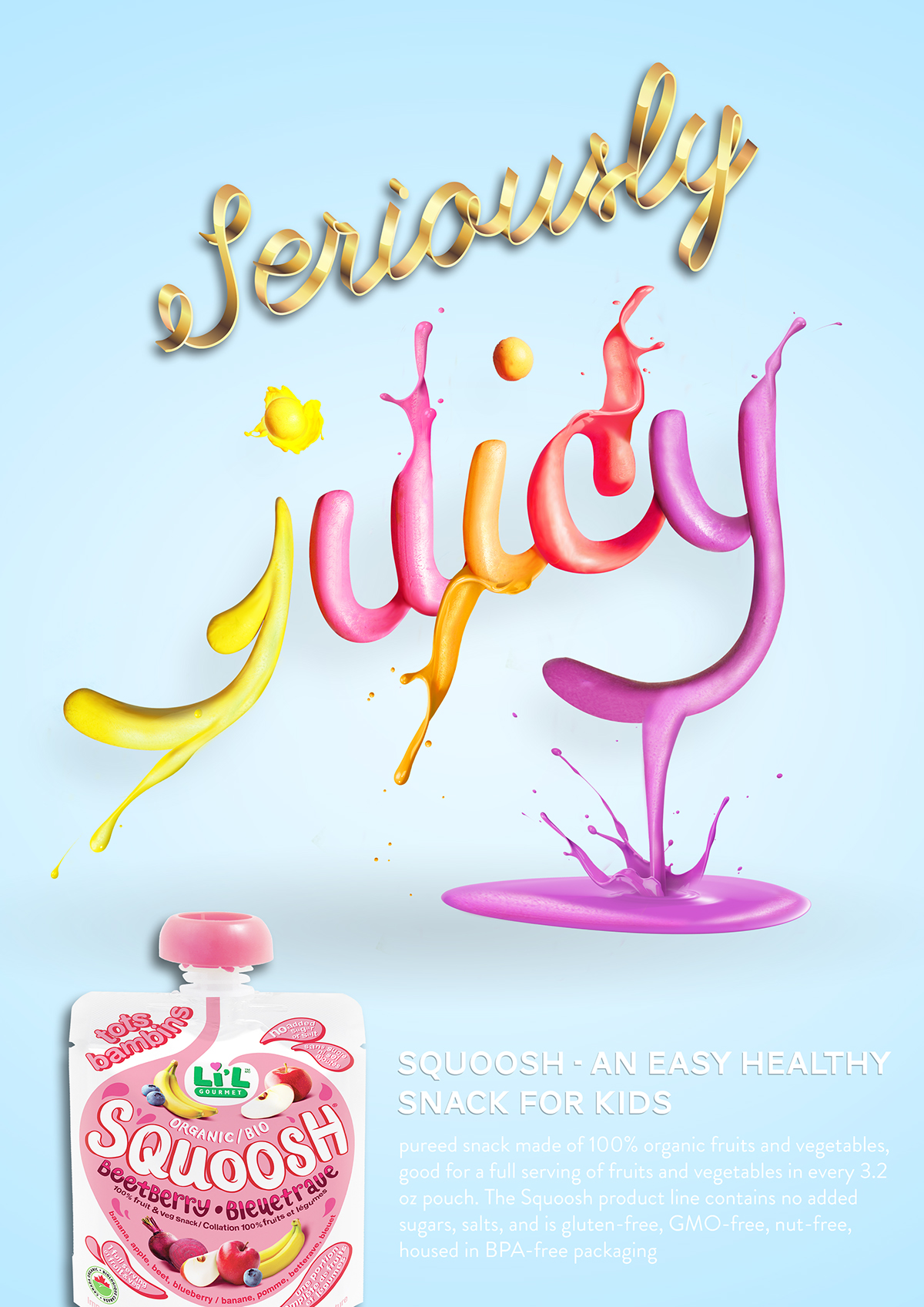 juice print ad Plasticine 3D lettering