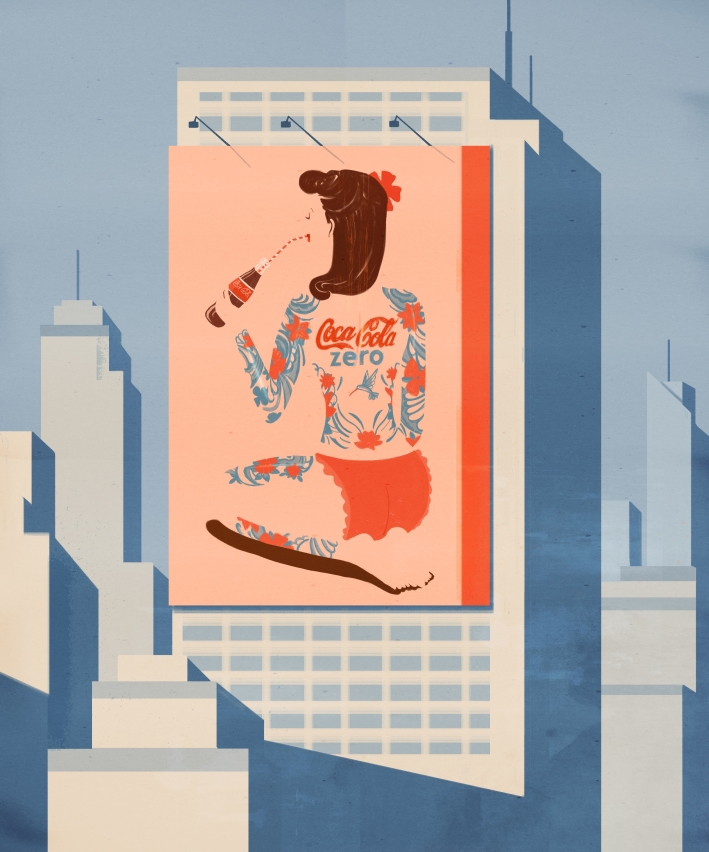 tattoo skyline buildings new york city coke woman