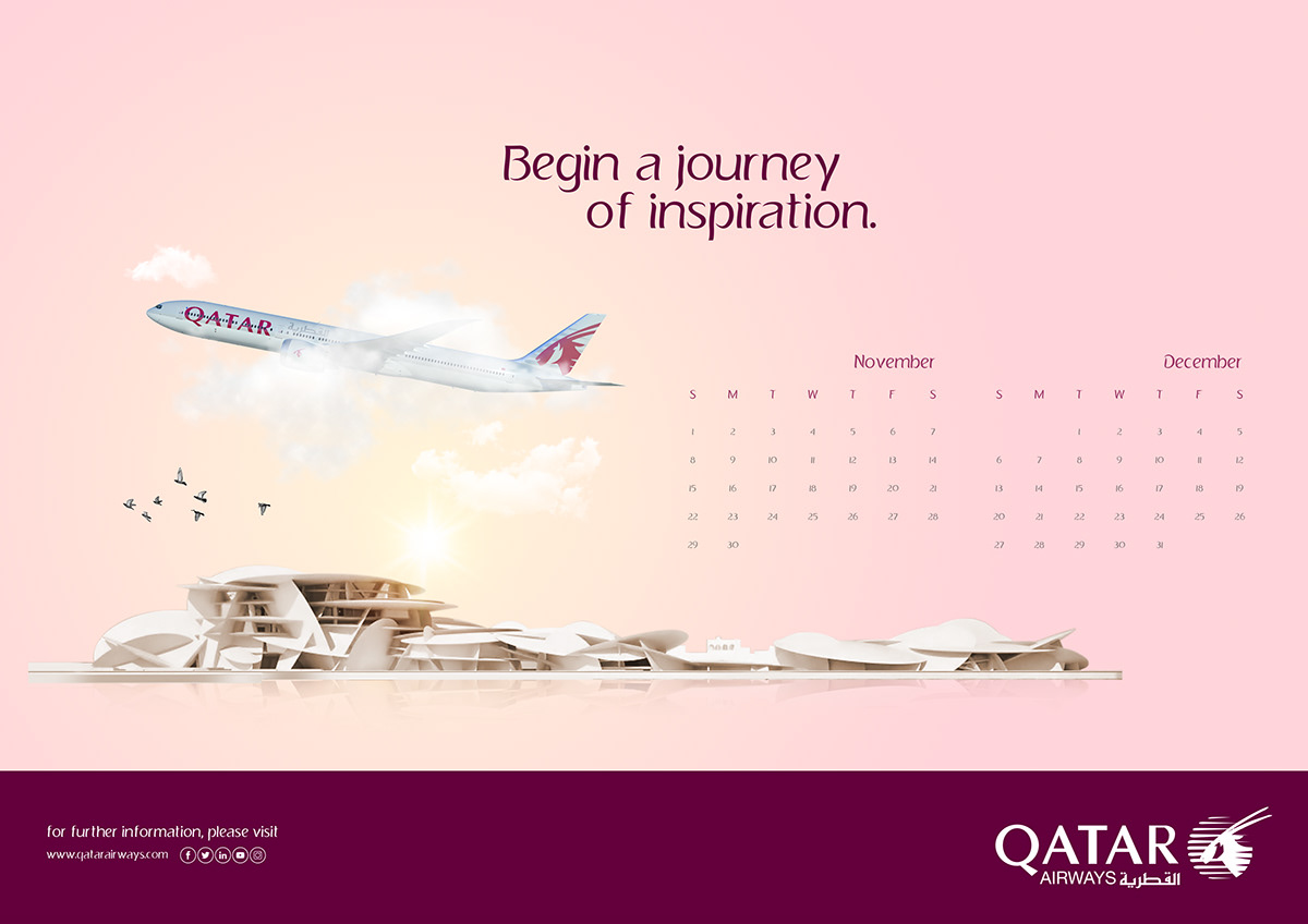 calander Qatar qatar2019 manipulation photoshop3D Corporate Design calendar 2019 Qatar Airways table calendar qatar history