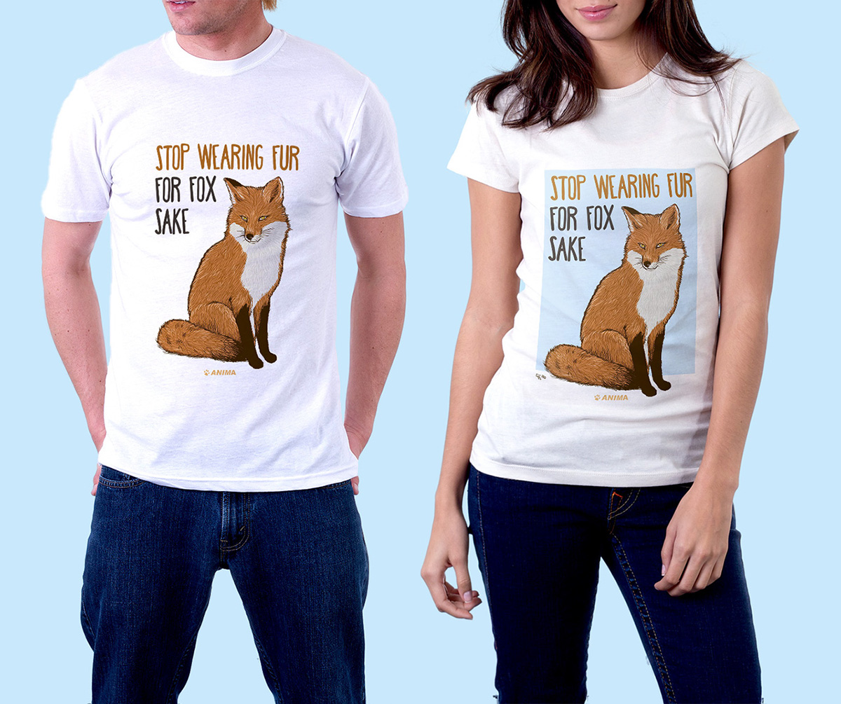 tshirt t-shirt canvas bag design illustrations FOX kittens compassion fur free animal welfare